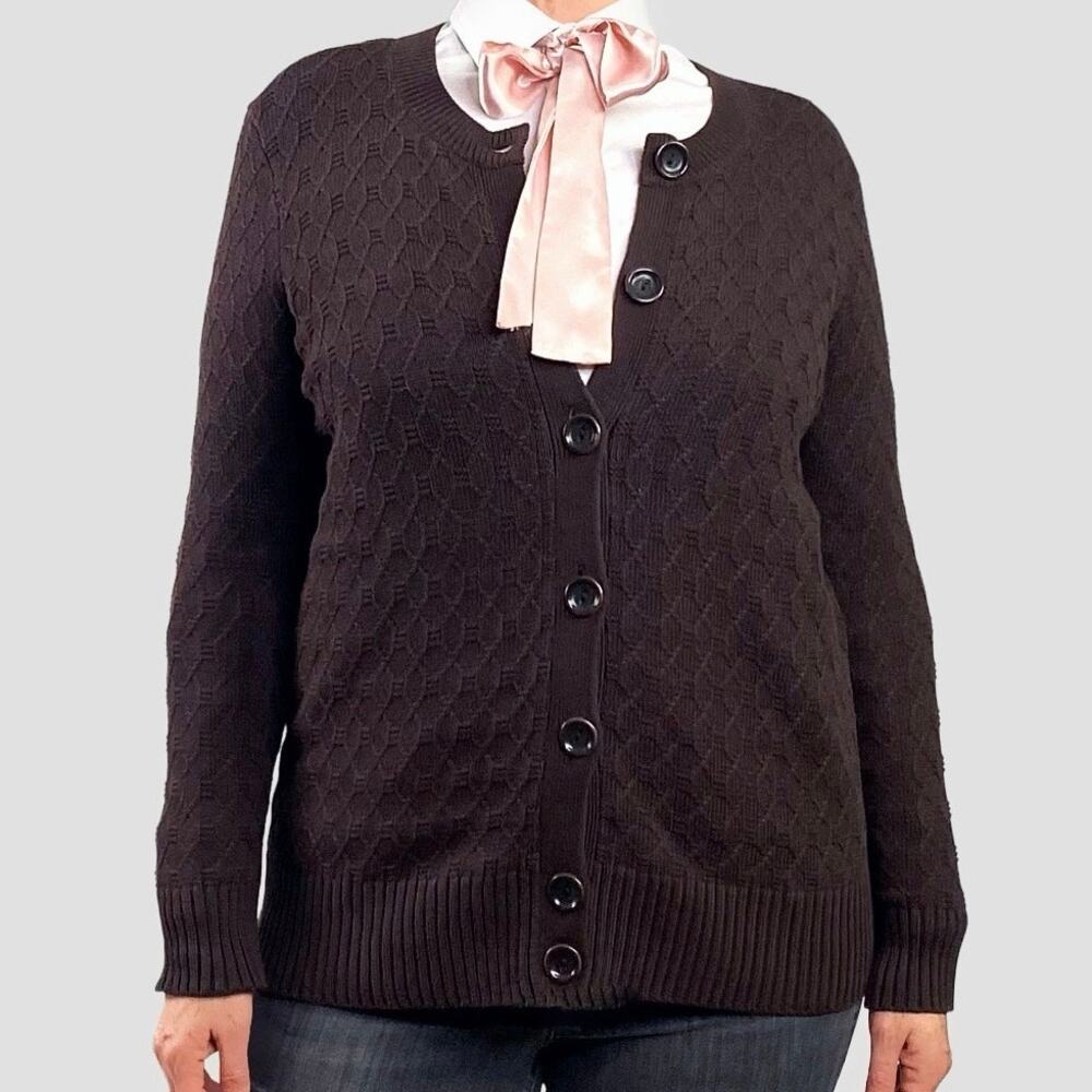 Pendleton Brown Cable Knit Textured Cardigan Swea… - image 3